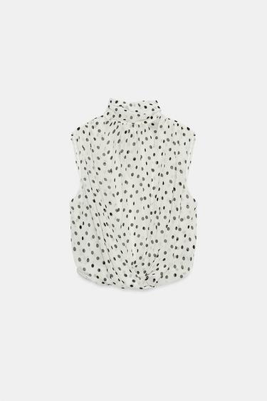 TOP DRAPÉ BALLON - Blanc / Noir de Zara - Image 4