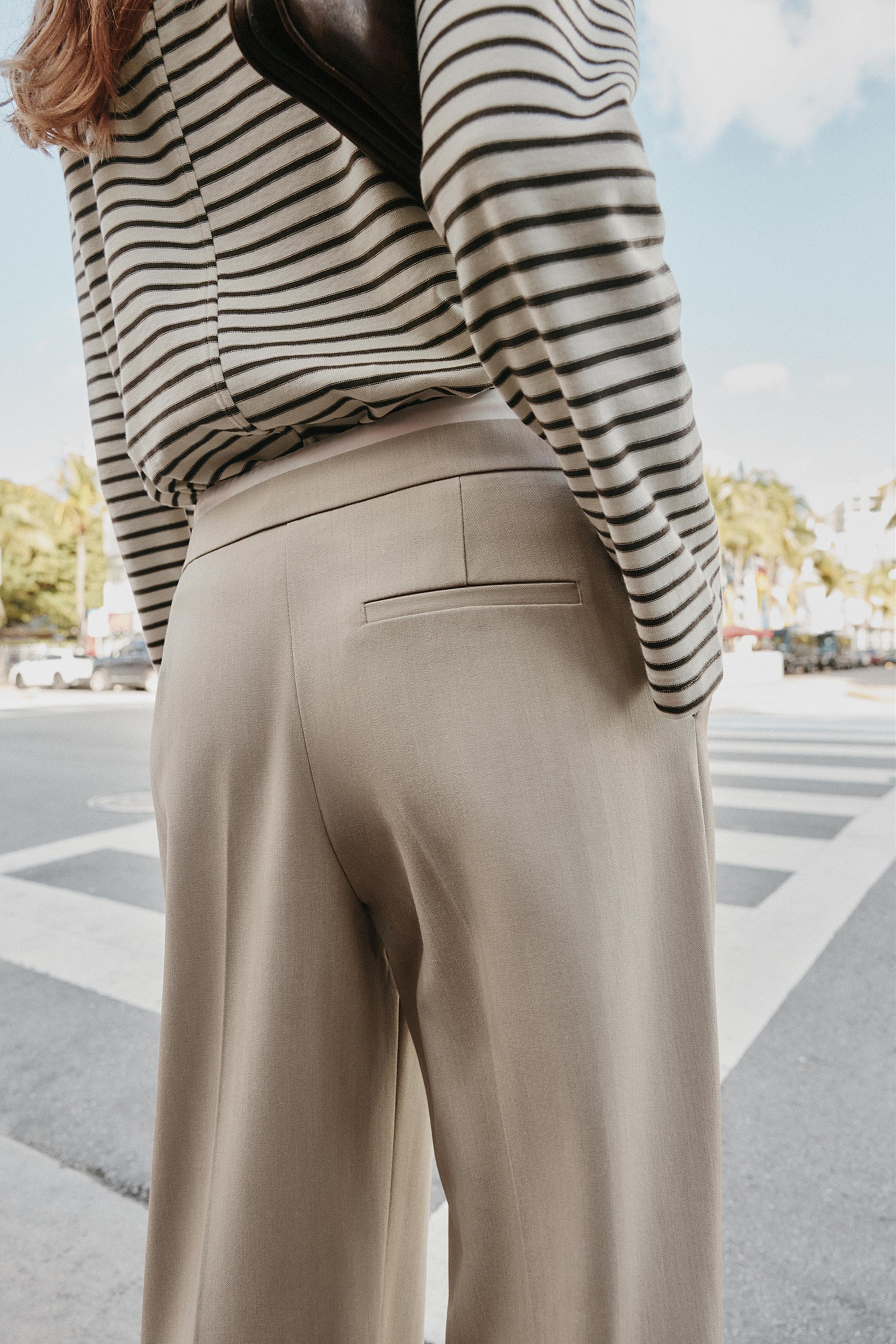 WIDE LEG PANTS WITH DOUBLE WAISTBAND