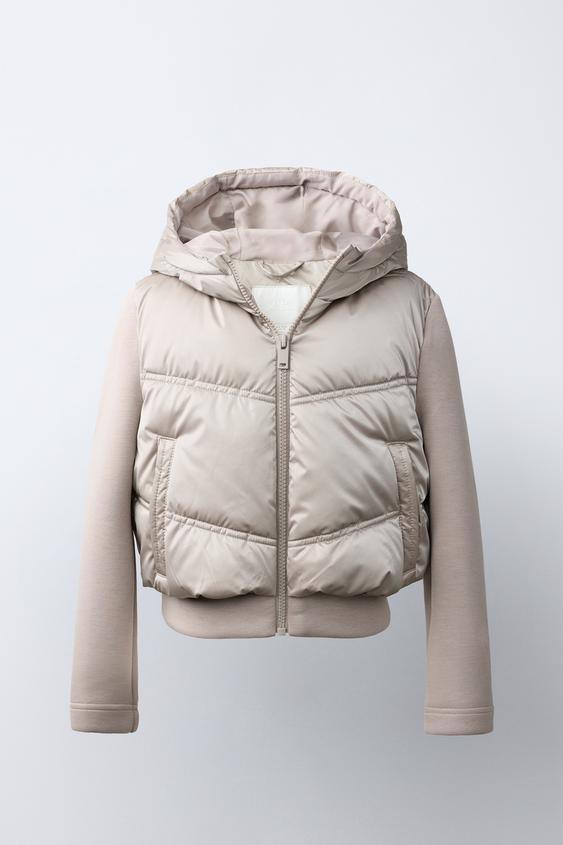 CONTRAST HOODED PUFFER JACKET - Cava de Zara - Imagen 0