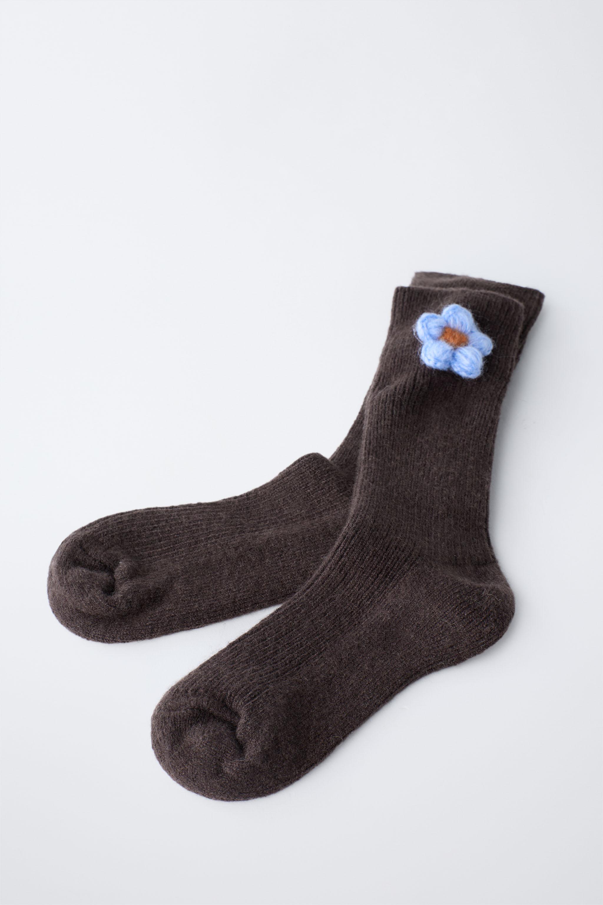 CHAUSSETTES FLEUR AVEC LAINE