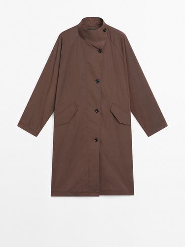 Zara Oversize flowing trench coat in water-repellent fabric - white