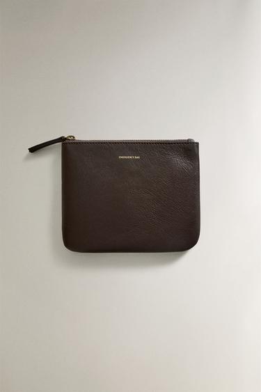 SKÓRZANA KOSMETYCZKA "EMERGENCY BAG" - Zielonobrązowy Zara