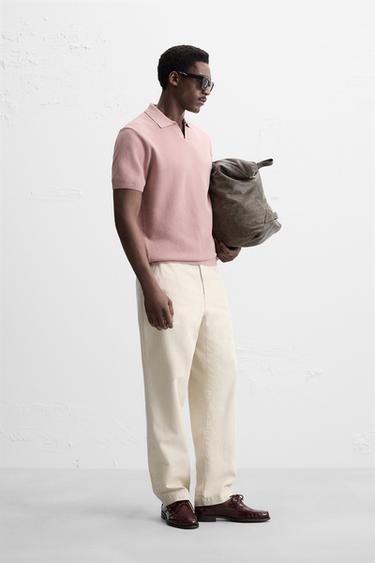 POLO EN MAILLE À TEXTURE - Rose de Zara - Image 3