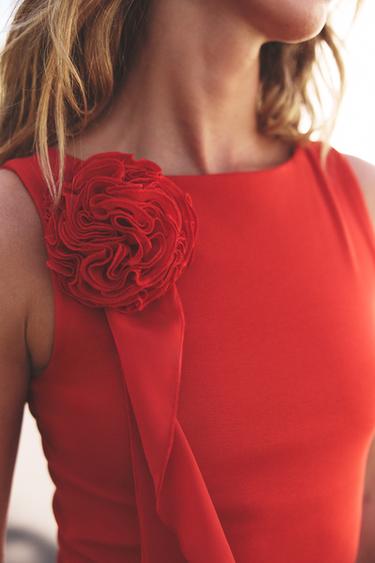 SLEEVELESS FLORAL TOP - Red by Zara