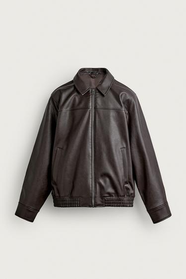 ג'קט דמוי עור בגזרת Relaxed fit - חום שוקולד של Zara