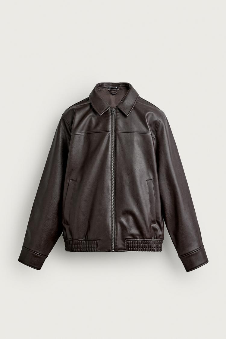 Chaqueta efecto piel de corte relajado 8