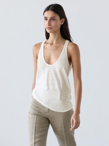 Top tirantes 100% lino - Blanco roto de Zara