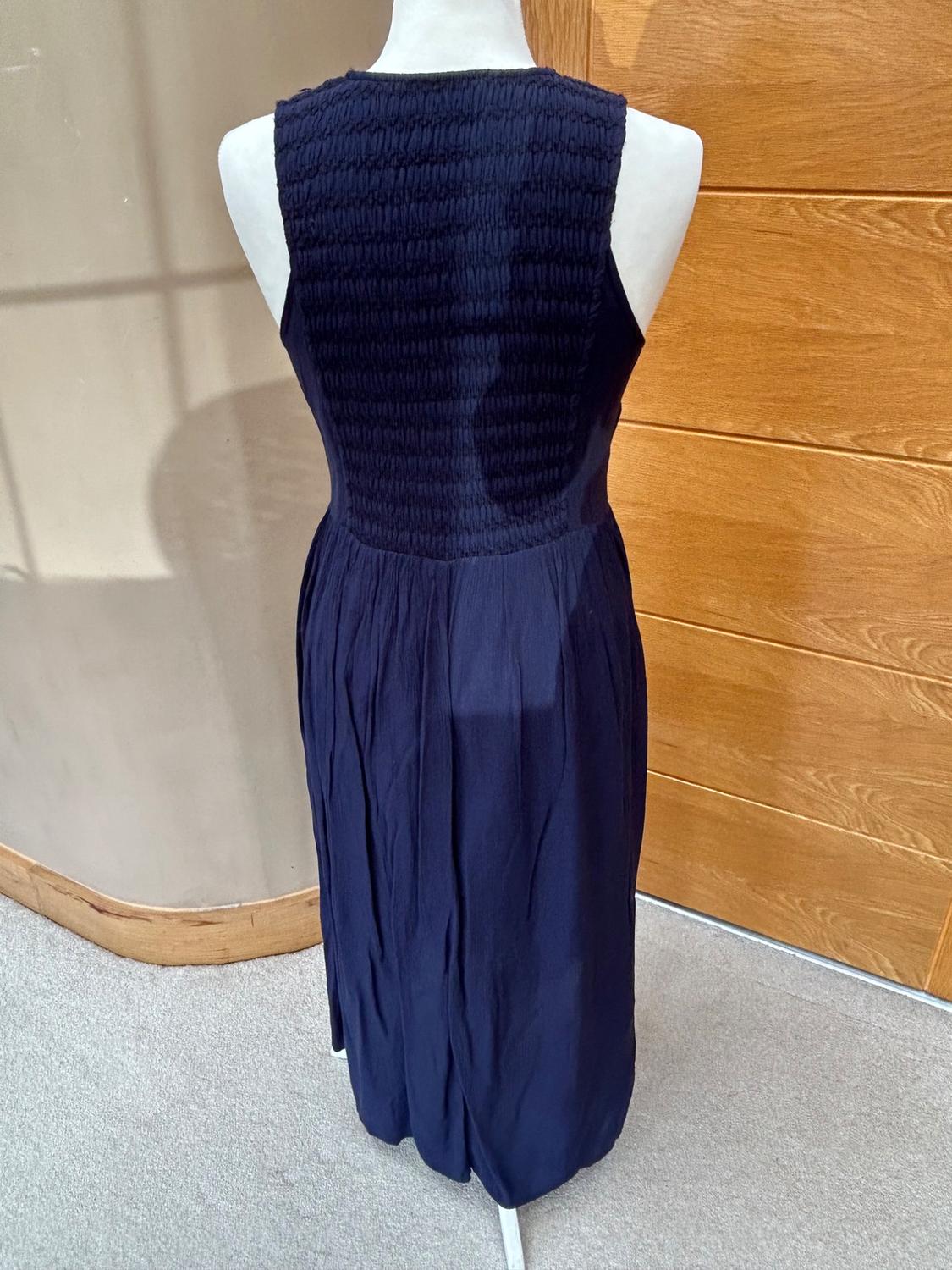 ZARA NAVY BLUE CHIFFON MIDI DRESS - Image 4