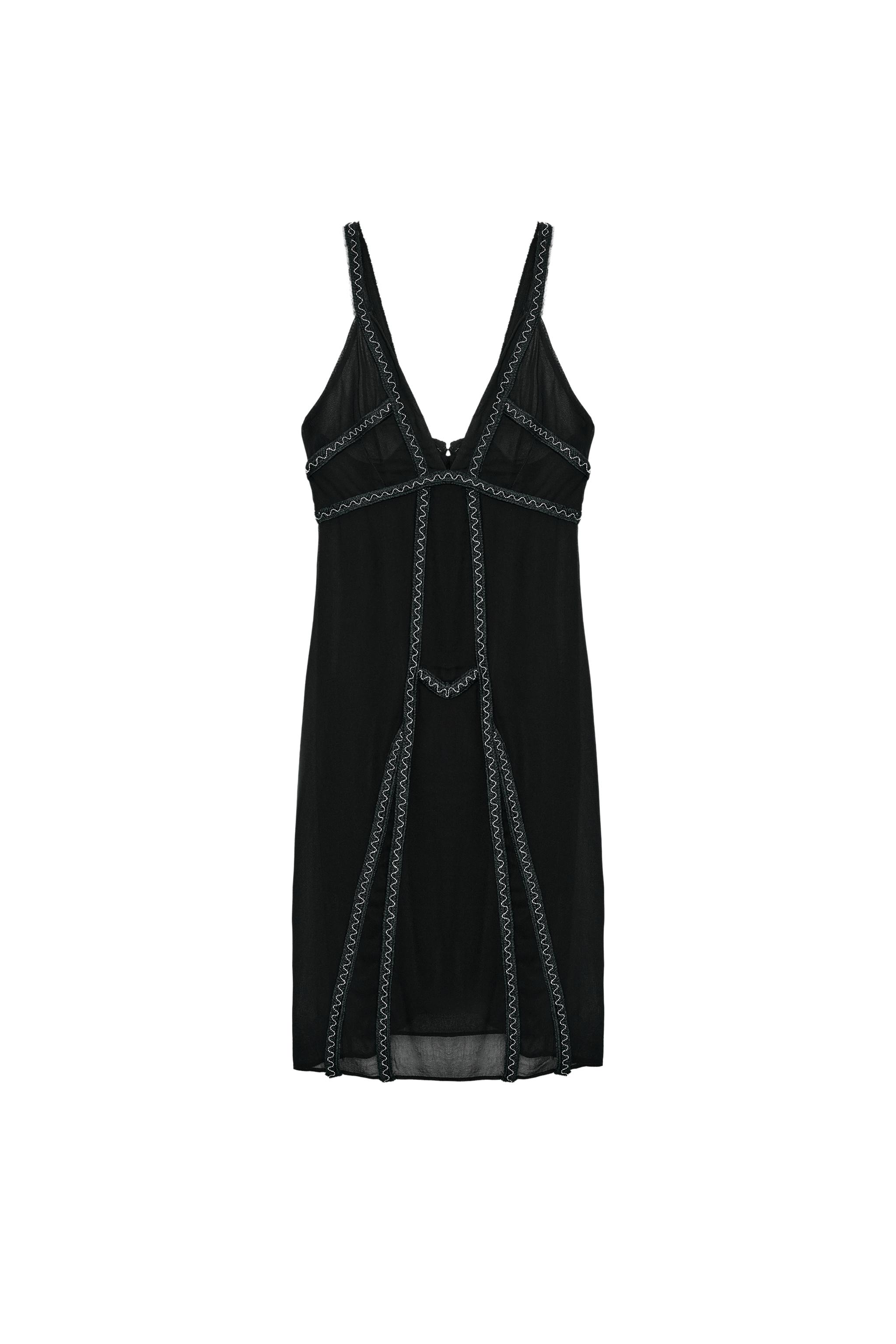 ZW COLLECTION EMBROIDERED BEADED DRESS - Black | ZARA United States