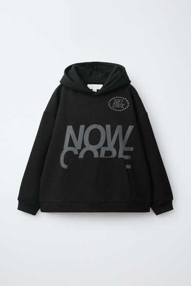 TEXT AND STUD HOODIE — Black 1