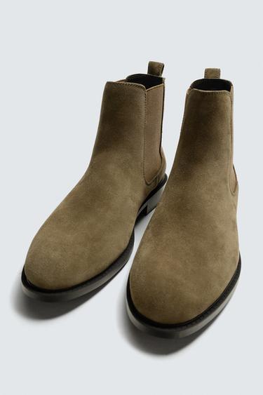 BOTTINES CHELSEA EN CUIR - Gris taupe de Zara - Image 1