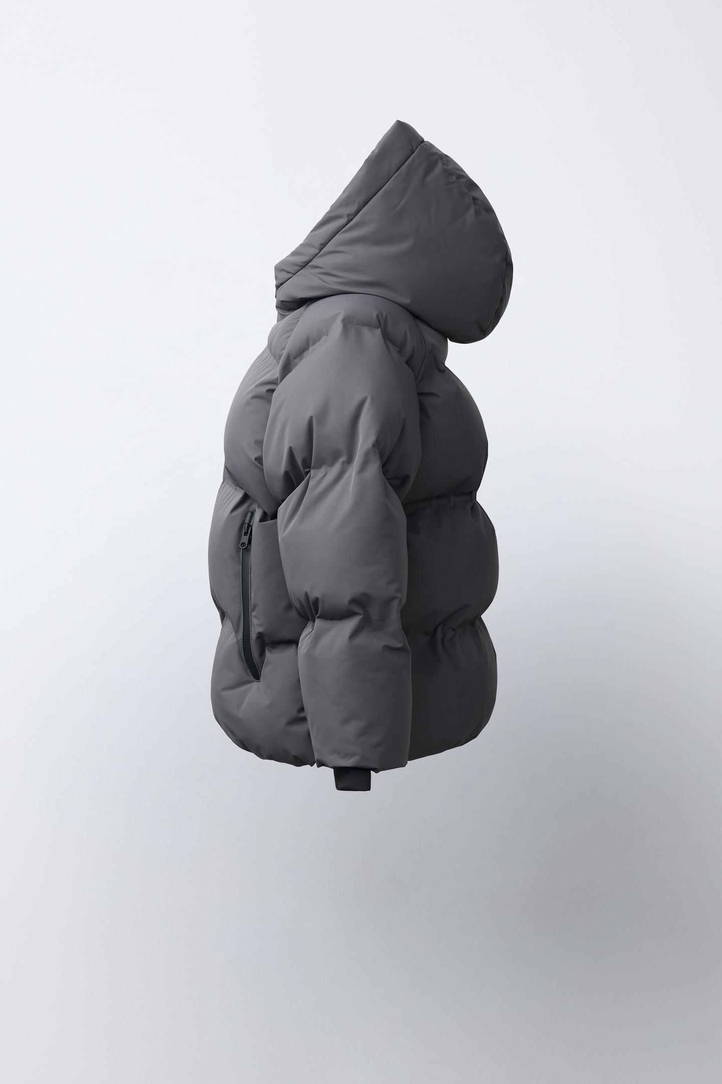Детские худи Zara Water-Repellent Puffer Coat, цвет: Антрацитовый серый — фото 3
