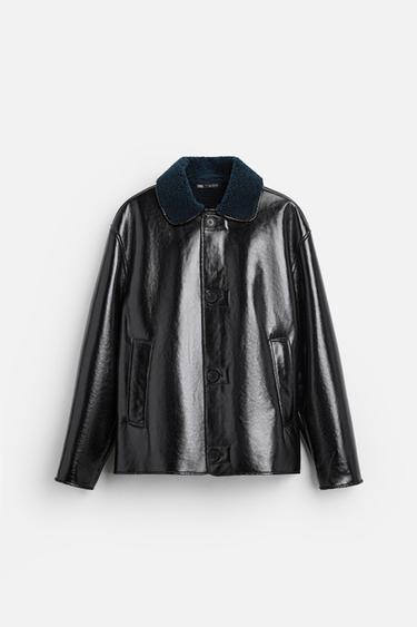CAZADORA EFECTO PIEL BRILLO - Marino oscuro de Zara