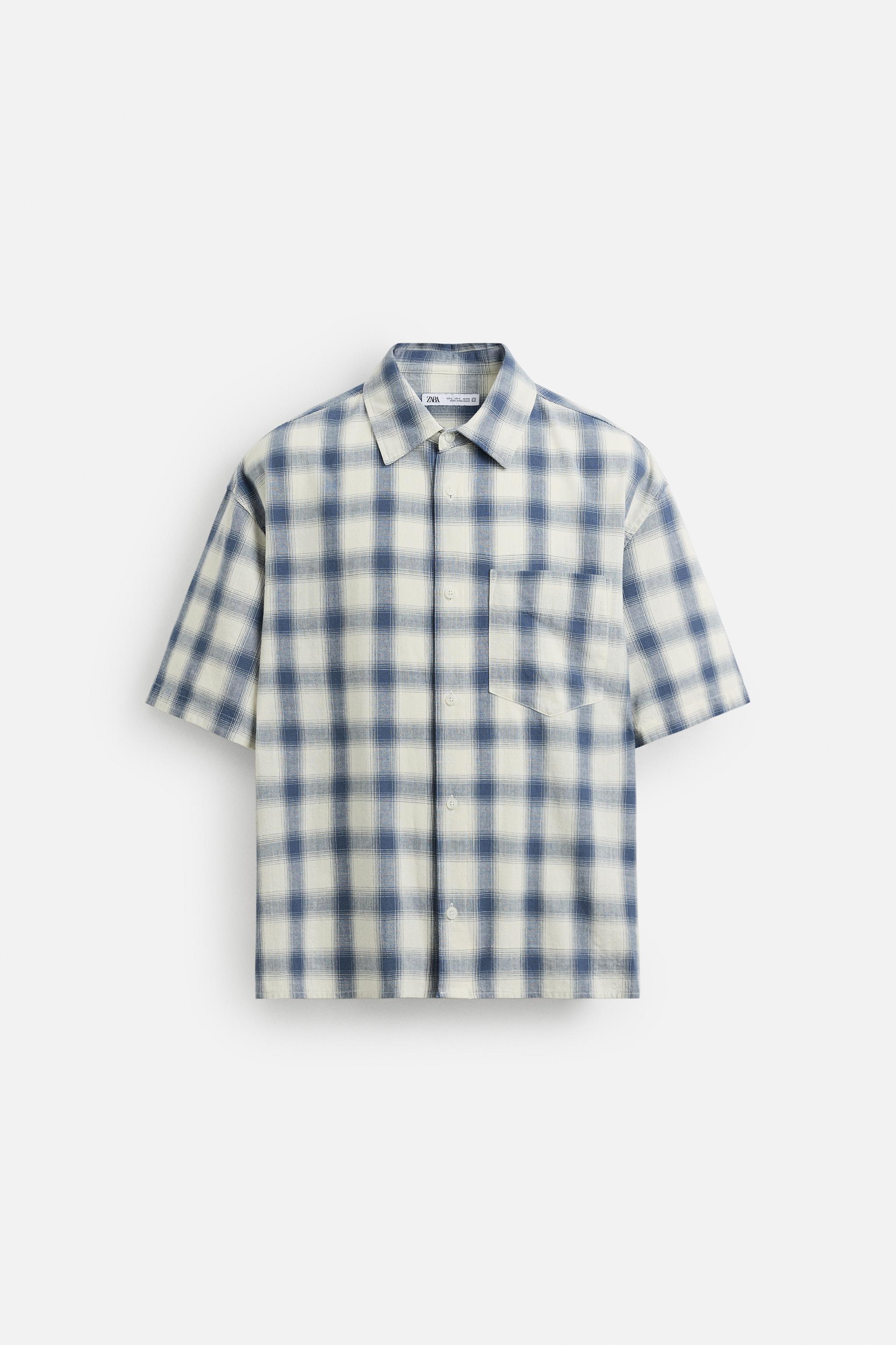 TEXTURED CHECK SHIRT - Grey | ZARA Thailand