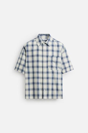 TEXTURED CHECK SHIRT - Blue/White by Zara