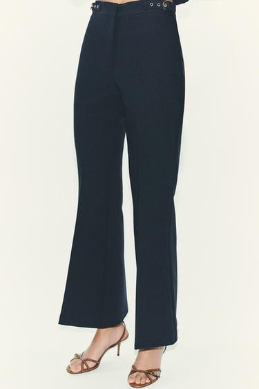 FLARE TROUSERS WITH BUCKLES - Navy blue by Zara - Image 1