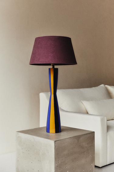 TABLE LAMP WITH STRIPED BASE X COLLAGERIE - Dark purple Zara