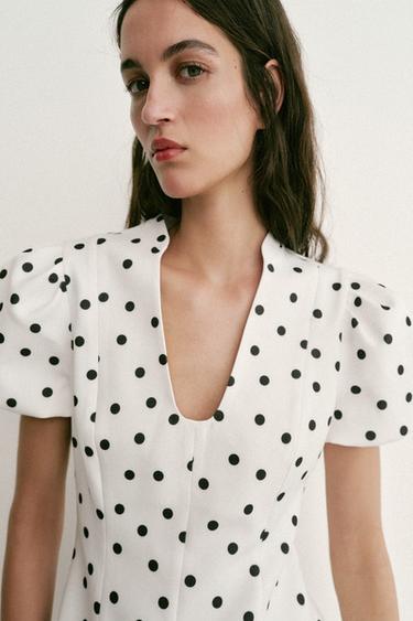 SHORT POLKA DOT DRESS - Black / White by Zara - Image 3