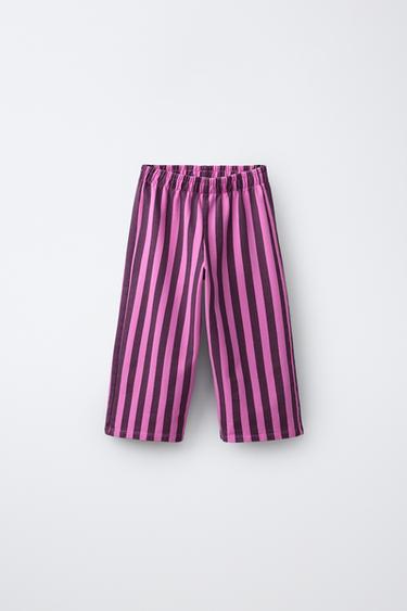STRIBEDE CULOTTEBUKSER I FLEECE - pink fra Zara