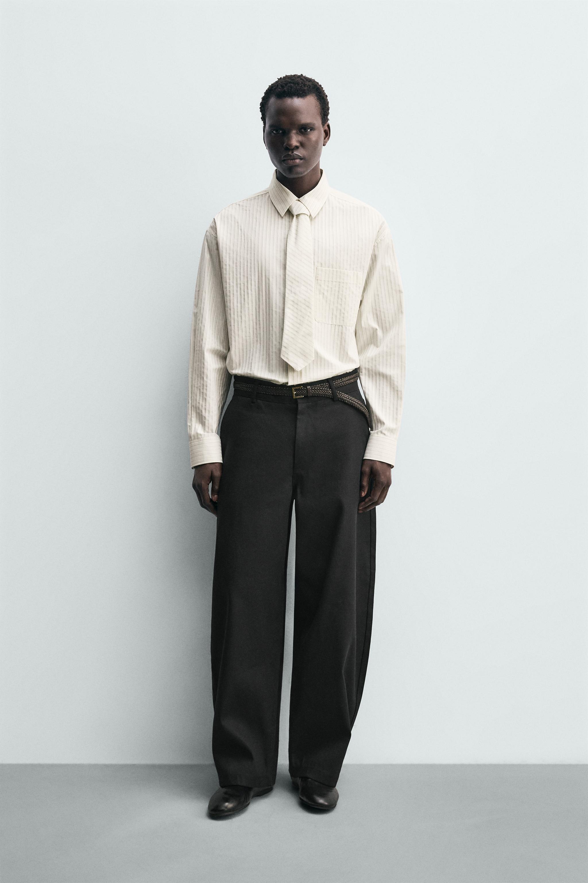 ストライプ柄ネクタイシャツ - エクリュ | ZARA Japan / 日本