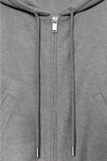SWEAT À CAPUCHE CÔTELÉ DOUX - Gris moyen de Zara - Image 5