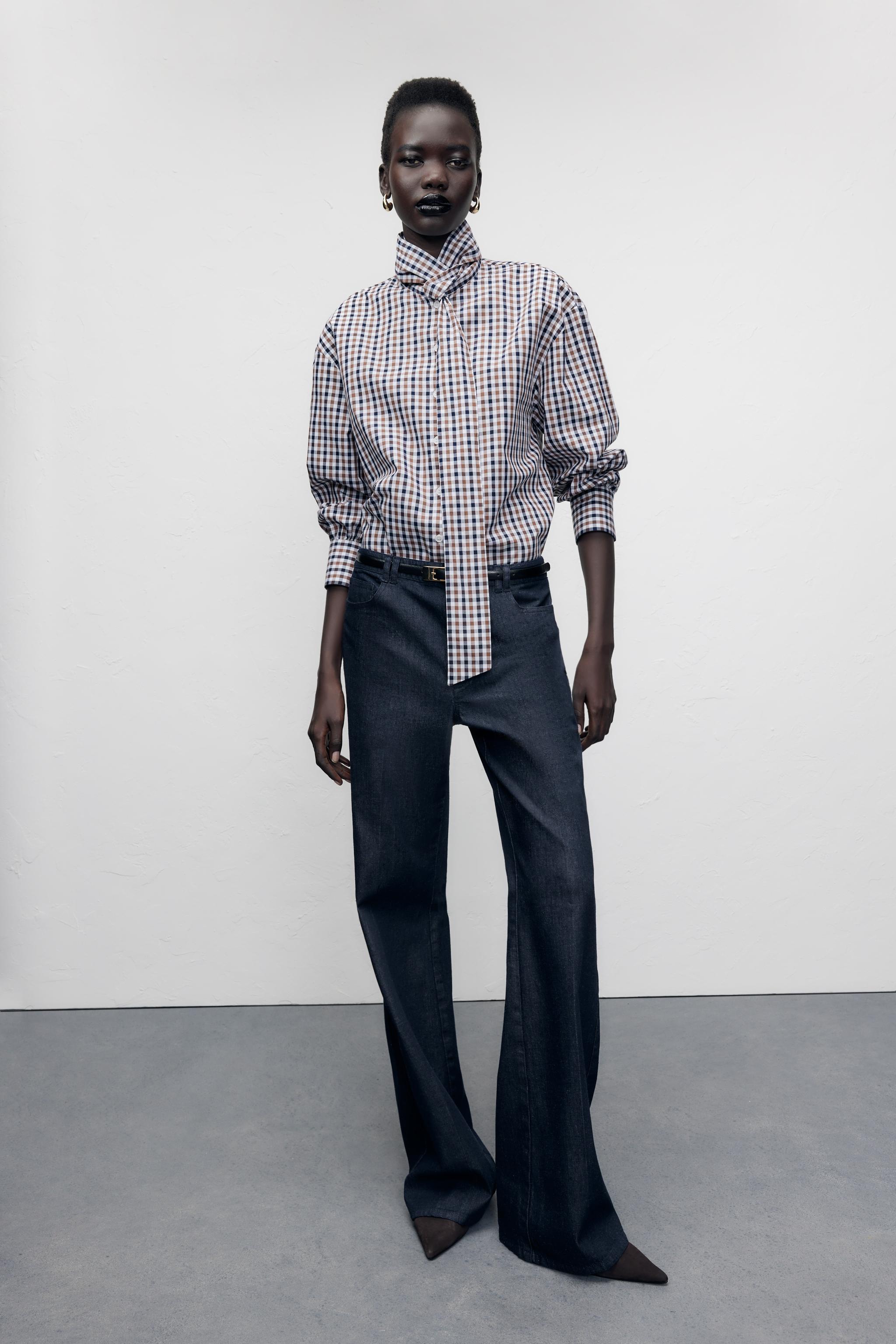 Reclaimed Vintage tie up gingham shirt with lace trim | ASOS