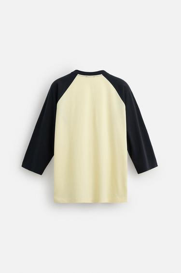 T-SHIRT MANCHES CONTRASTÉES - Jaune clair de Zara - Image 7