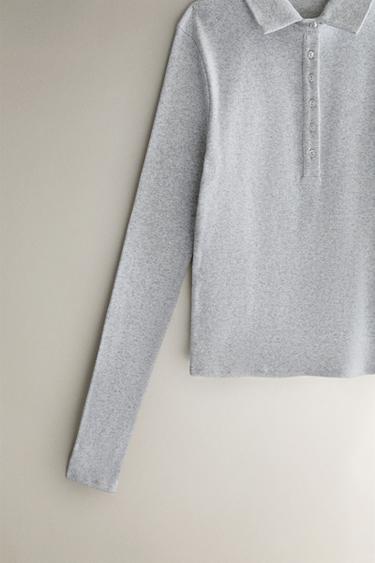 LONG SLEEVE POLO T-SHIRT - Grey by Zara - Image 2