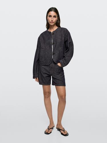 Zara Total look mid-rise denim shorts - Blue - Image 0