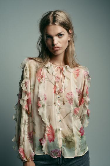 SEMI-SHEER FLORAL PRINT SHIRT - Multicoloured by Zara - Image 1