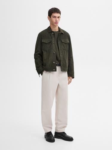 Zara Suede leather jacket with flap pockets - Charcoal gray - Image 0