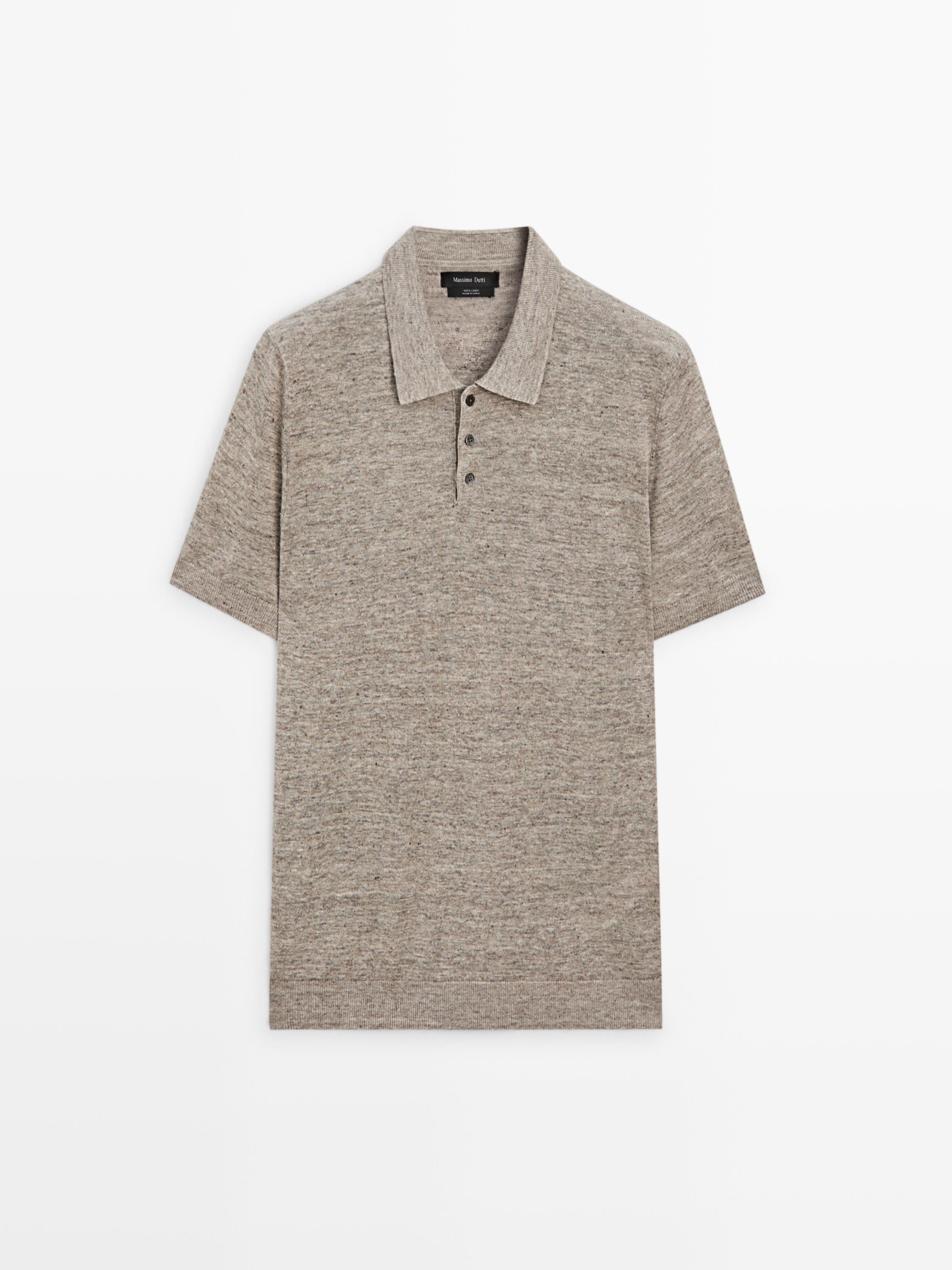 100% linen melange polo shirt
