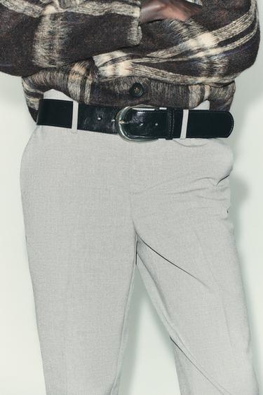 PANTALON ÉTROIT À CEINTURE - Gris de Zara - Image 4