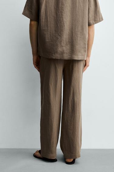 PANTALON RELAXED FIT 100 % LIN - Marron / Taupe de Zara - Image 2