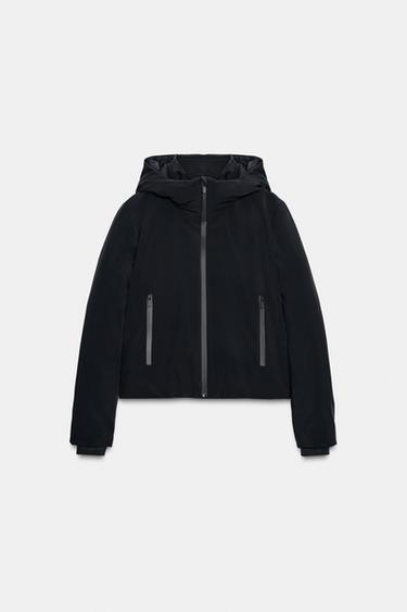 WATER-REPELLENT AND WINDPROOF HOODED JACKET - Black by Zara - Image 0