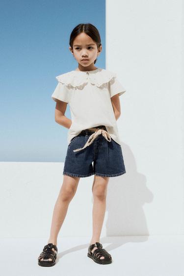 EMBROIDERED COLLAR T-SHIRT - White by Zara - Image 0