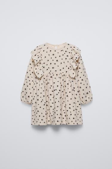 ПЛАТЬЕ ИЗ ТКАНИ SOFT TOUCH С ВОЛАНАМИ — ПЕСОЧНЫЙ С МЕЛАНЖЕВЫМ ЭФФЕКТОМ от Zara — изображение 0
