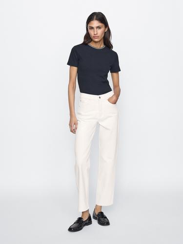 Jeans tiro medio straight - Blanco roto de Zara - Imagen 0