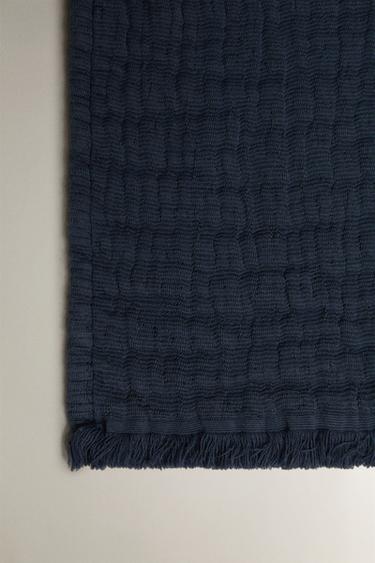COUVERTURE COTON TEXTURÉE - Bleu de Zara - Image 1