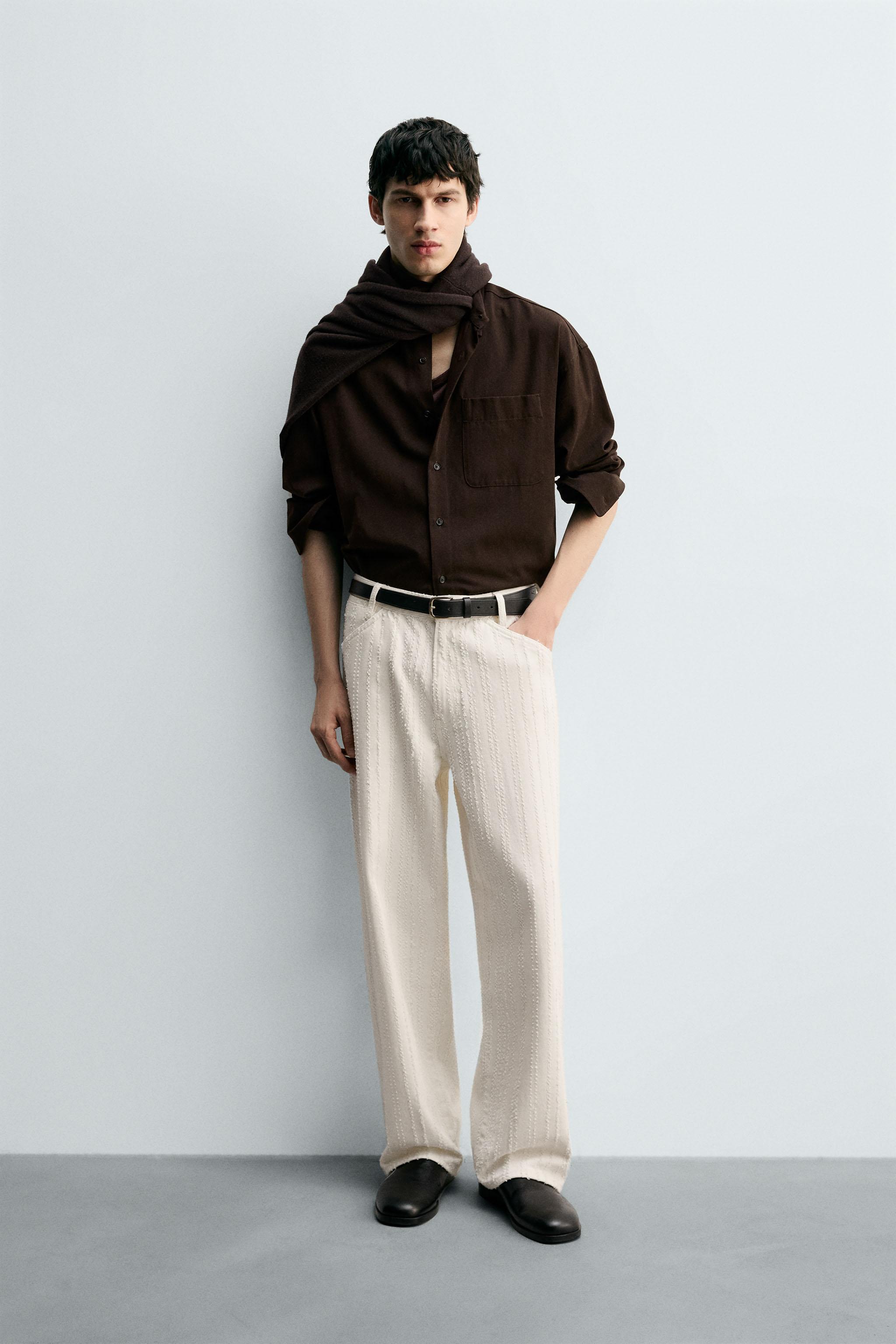 テクスチャーストライプデニムパンツ - オフホワイト | ZARA Japan / 日本