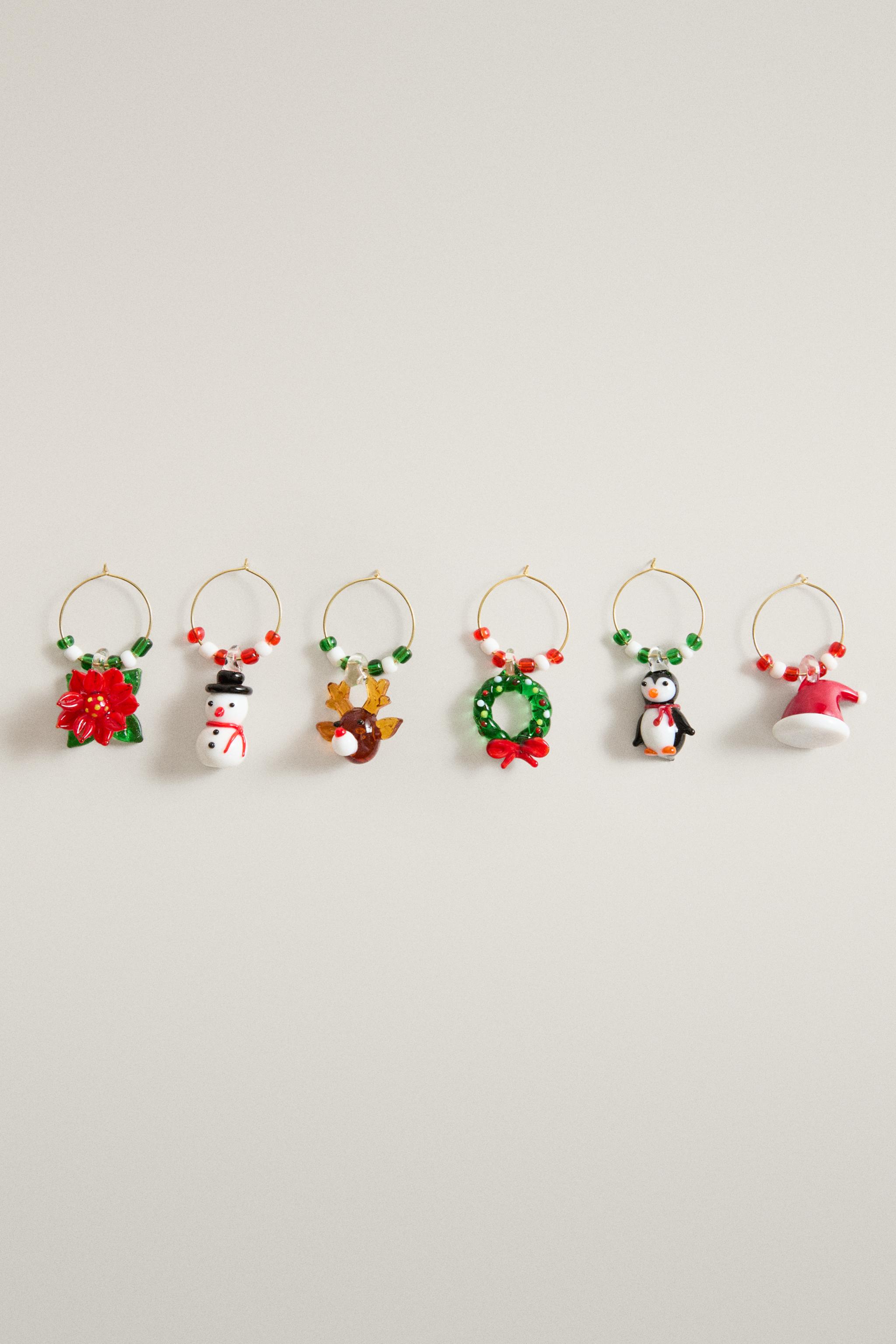 CHRISTMAS GLASS CHARMS (SET OF 6)