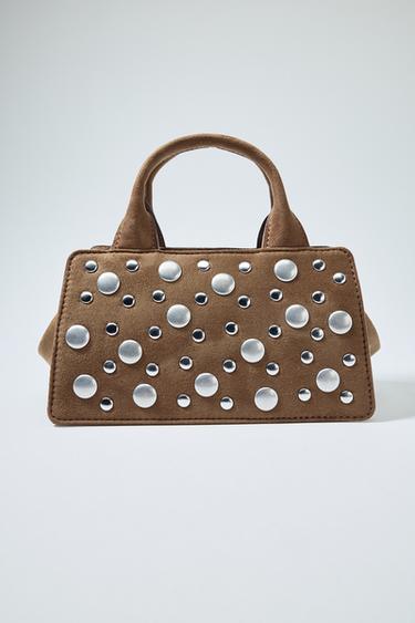 BOLSO DE MANO TACHAS - Verde de Zara