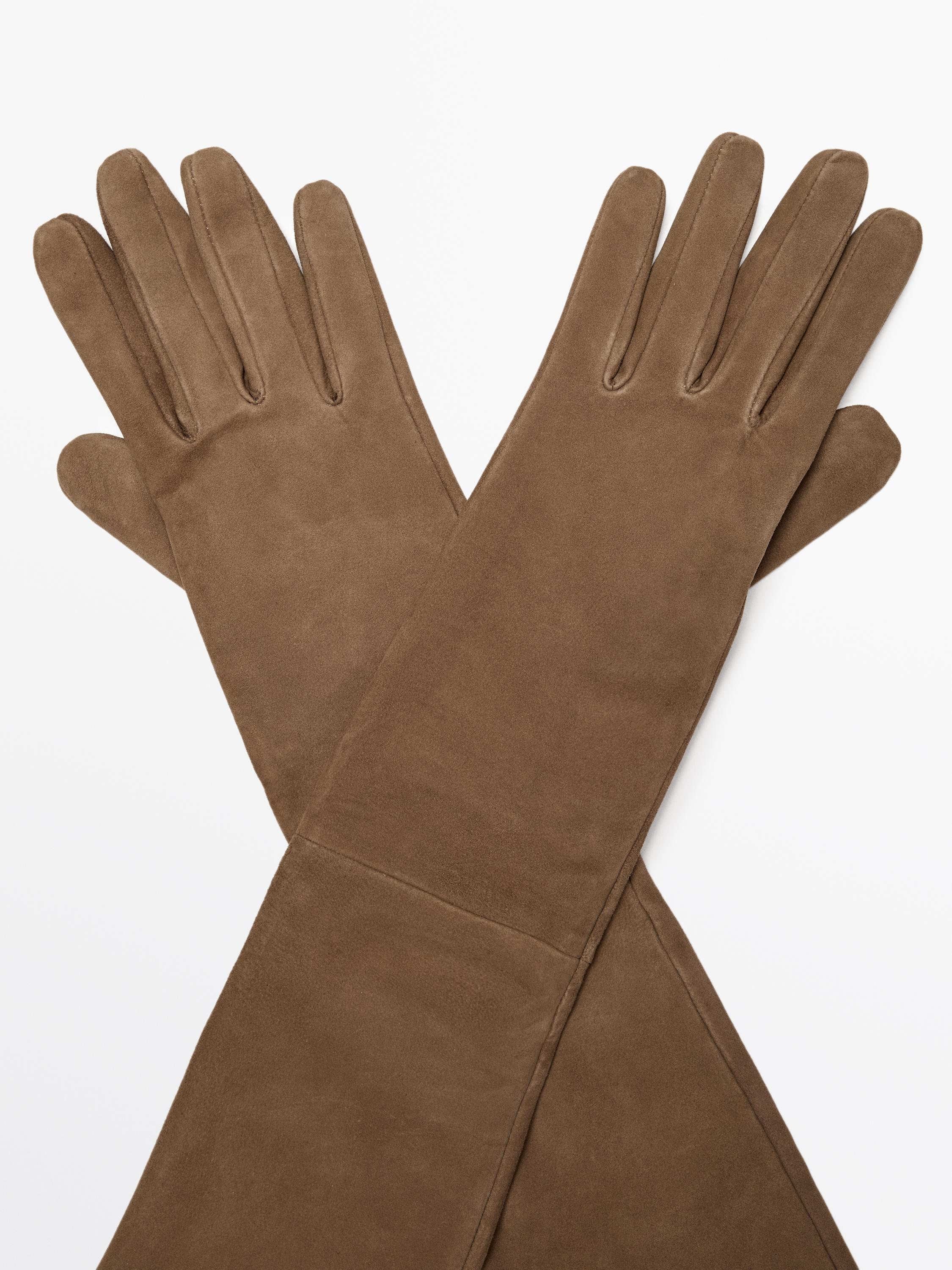 Long suede leather gloves