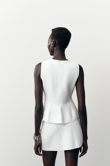 TOP EN MAILLE PÉPLUM - Blanc de Zara - Image 4