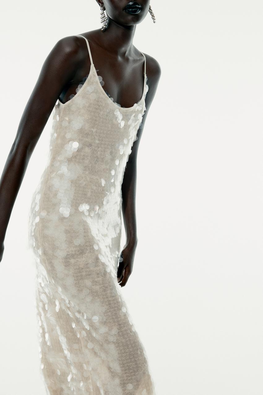 SEQUINNED STRAPPY DRESS