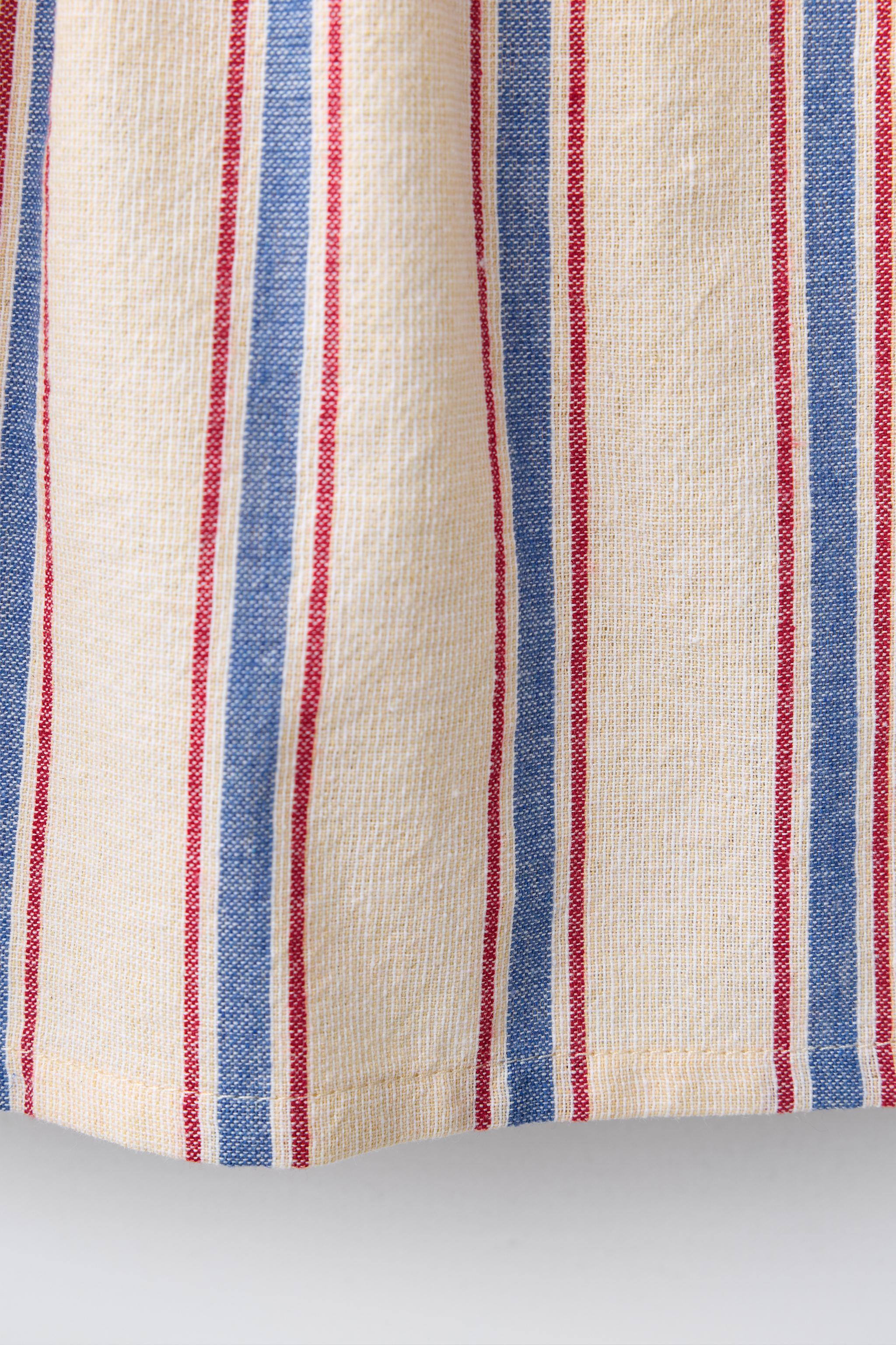 COMBINATION CROCHET KNIT STRIPED TOP