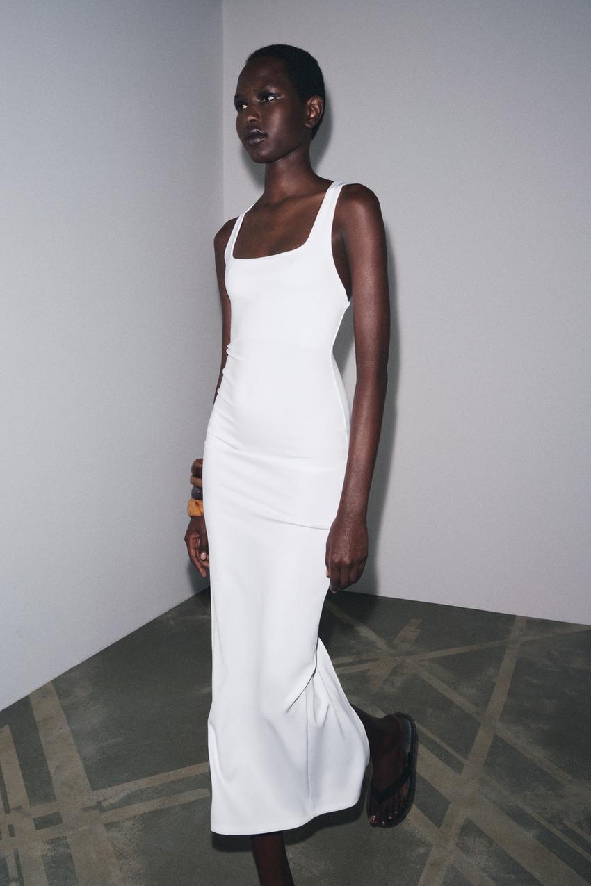 LONG POLYAMIDE BLEND DRESS - White | ZARA United States LONG POLYAMIDE BLEND DRESS - White | ZARA United States