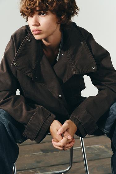 BELTED COTTON JACKET - Brown by Zara - Image 1