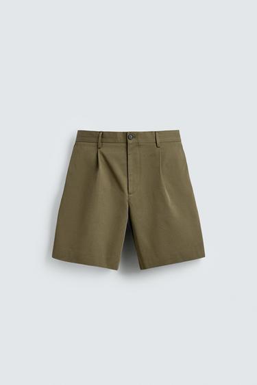 PLEATED BERMUDA SHORTS AARON LEVINE X ZARA - DARK KHAKI by Zara
