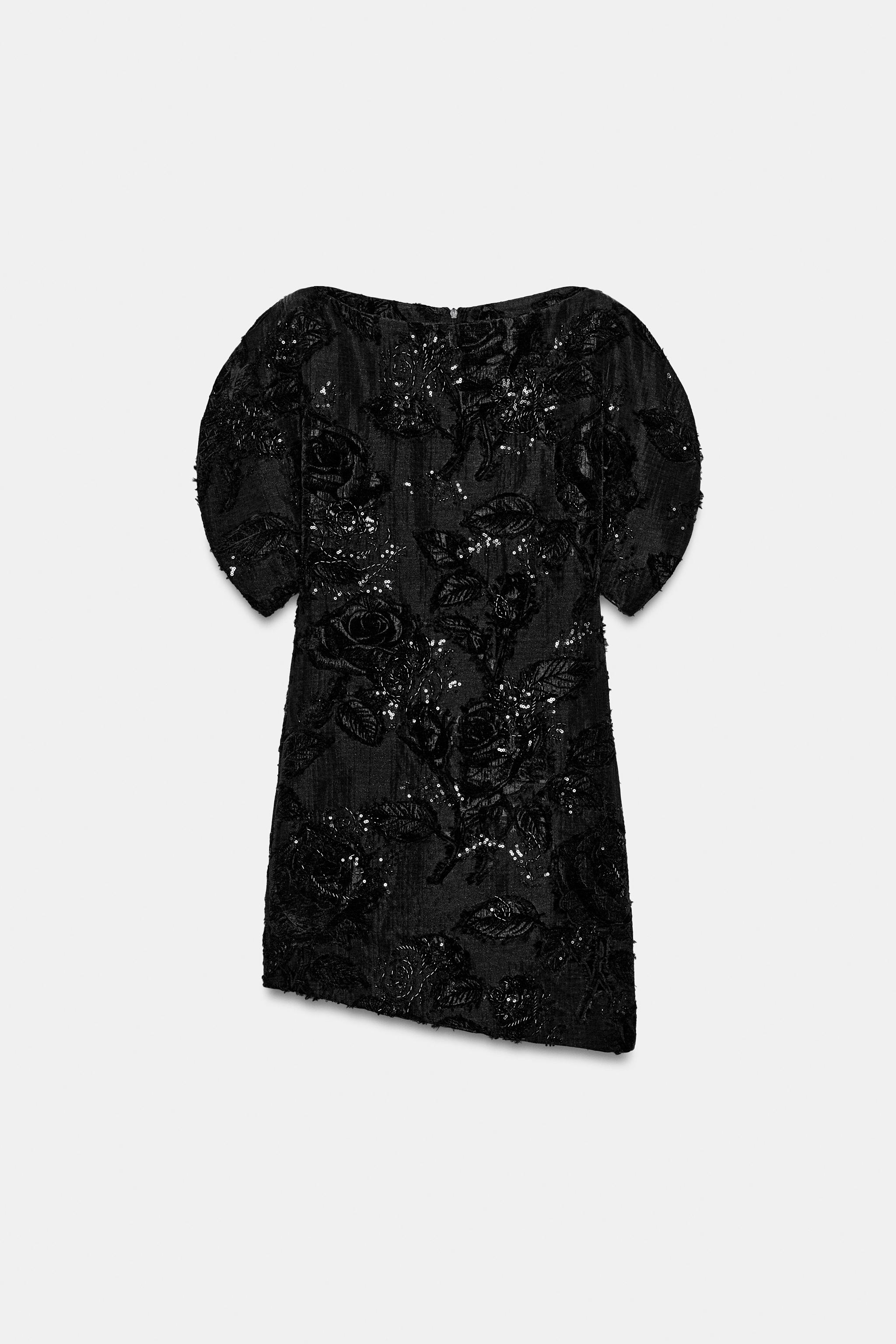 ZW COLLECTION EMBROIDERED MINI DRESS - Black | ZARA United States ZW COLLECTION EMBROIDERED MINI DRESS - Black | ZARA United States